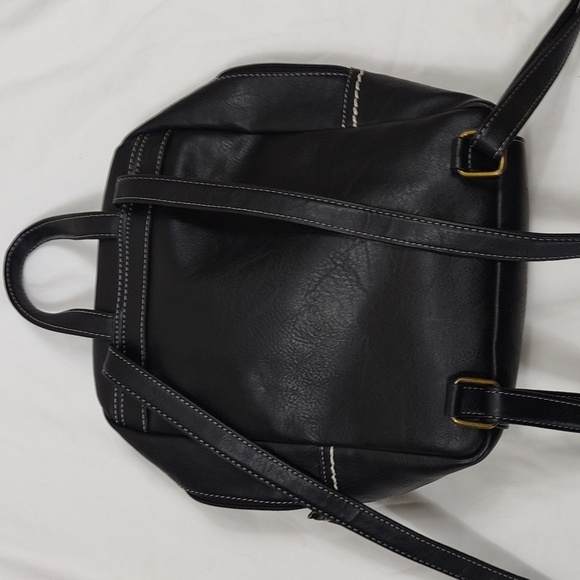 Boc Born Concept Black Faux Leather Backpack Purse Bag Vegan - Picture 9 of 16